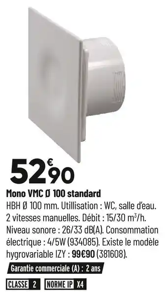 Bricorama Mono vmc ø 100 standard offre