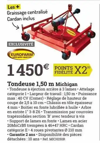 Espace emeraude Tondeuse 1,50 m michigan eurofarm offre
