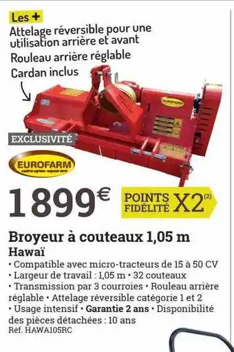 Espace emeraude Broyeur à couteaux 1,05 m hawaï eurofarm offre