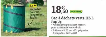 Espace emeraude Sac à déchets verts 116 l pop up offre