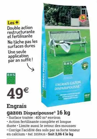 Engrais gazon disparipousse 16 kg
