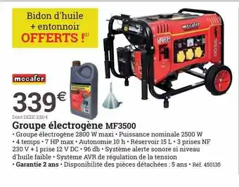 Espace emeraude Groupe électrogène mf3500 mecafer offre