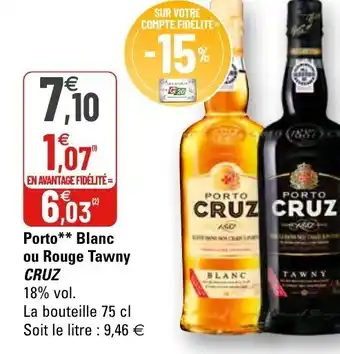 G20 Porto blanc ou rouge tawny cruz offre