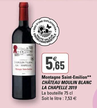 G20 Montagne saint-emilion Château moulin blanc la chapelle 2019 offre