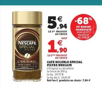 Café soluble spécial filtre nescafé