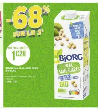 Géant Casino Boisson soja sans sucres nature bio bjorg offre