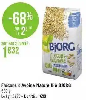 Géant Casino Flocons d'avoine nature bio bjorg offre