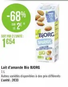 Géant Casino Lait d'amande bio bjorg offre
