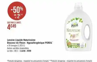 Géant Casino Lessive liquide naturissime douceur de fleurs hypoallergénique persil offre