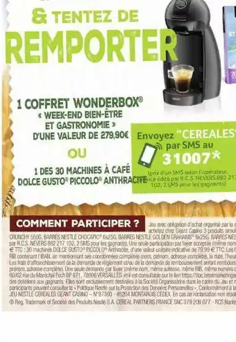 Géant Casino 1 coffret wonderbox offre
