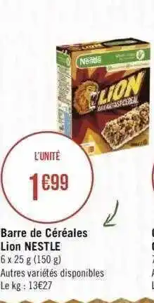 Géant Casino Barre de céréales lion nestlé offre