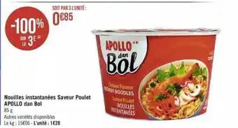 Nouilles instantanées saveur poulet apollo dan bol