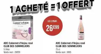 Géant Casino Aoc cabernet d'anjou rosé club des sommeliers, aoc cabernet d'anjou rosé club des sommeliers offre