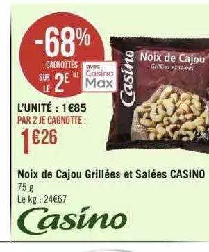 Géant Casino Noix de cajou grillées et salées casino offre