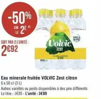 Eau minérale fruitée volvic zest citron