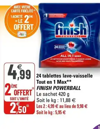 G20 24 tablettes lave-vaisselle tout en 1 max finish powerball offre