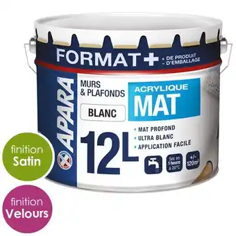 Décor Discount Peinture apara format+ blanc mat 12 l offre
