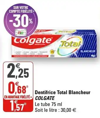 G20 Dentrifice total blancheur colgate offre