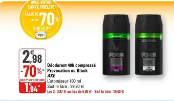G20 Déodorant 48h compressé provocation ou black Axe offre