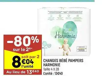 Leader Price Changes bébé pampers harmonie -80 sur le 2e* offre