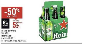 Spar Bière blonde 5% vol. heineken offre