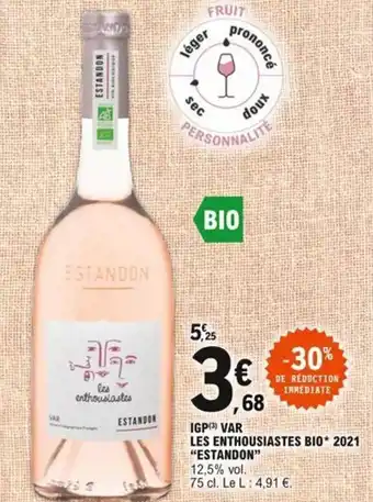 "ESTANDON" igp var les enthousiastes bio 2021