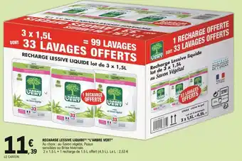 E.Leclerc "L'ARBRE VERT" recharge lessive liquide offre