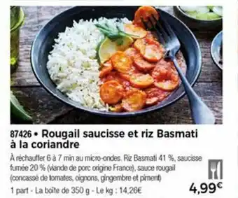 Thiriet Rougail Saucisse Et Riz Basmati offre