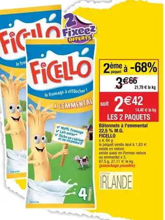FICELLO bâtonnets à l'emmental 22,5% M.G.