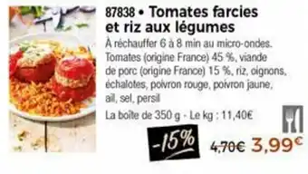 Thiriet Tomates Farcies Et Riz Aux Légumes offre