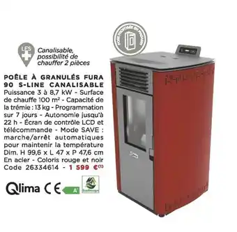 Bricomarché Poêle à granulés fura 90 s-line canalisable qlima offre