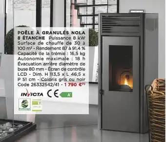 Bricomarché Poêle à granulés nola 8 étanche invicta offre
