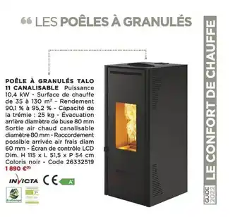 Bricomarché Poêle à granulés talo 11 canalisable offre