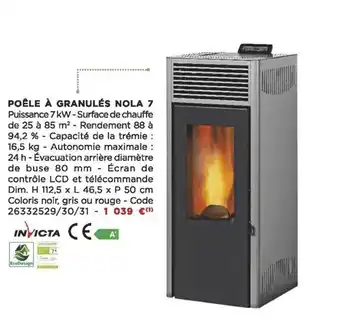 Bricomarché Poêle à granulés nola 7 offre