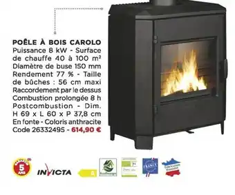 Bricomarché Poêle à bois carolo invicta offre