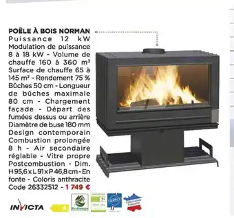 Bricomarché Poêle à bois norman invicta offre