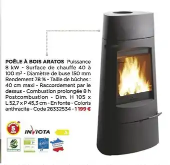 Bricomarché Poêle à bois aratos invicta offre