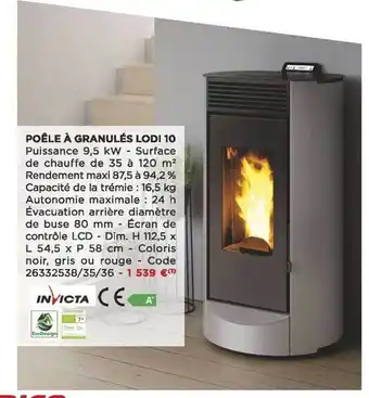 Bricomarché Poêle à granulés lodi 10 invicta offre