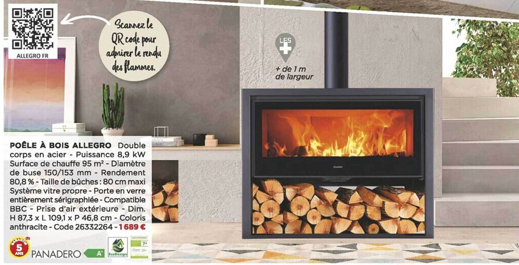 Poêle à Bois Panadero Angel Sand 8 Kw Promo Poêle à bois allegro panadero chez Bricomarché
