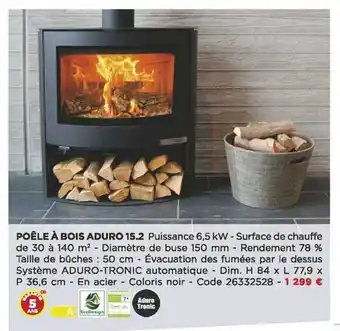 Bricomarché Poêle à bois aduro 15.2 offre