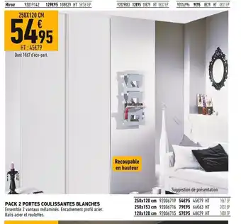 Pack 2 Portes Coulissantes Blanches