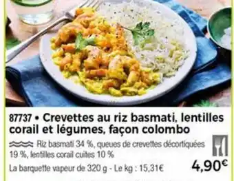 Thiriet Crevettes Au Riz Basmati Lentilles offre