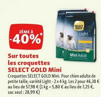 Maxi Zoo Select gold bon plan sur toutes les croquettes select gold mini offre
