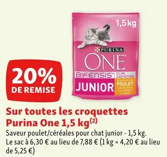Purina one bon plan sur toutes les croquettes de la marque purina one 1,5 kg