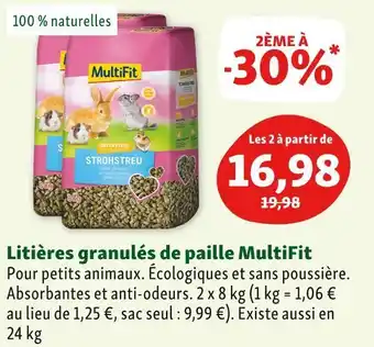Maxi Zoo Multifit litières granulés de paille offre