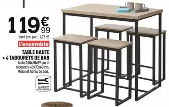 Centrakor Table haute + 4 tabourets de bar offre