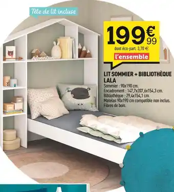 Centrakor Lit sommier + bibliothèque lala offre