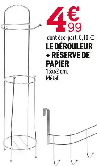 Le dérouleur + réserve de papier