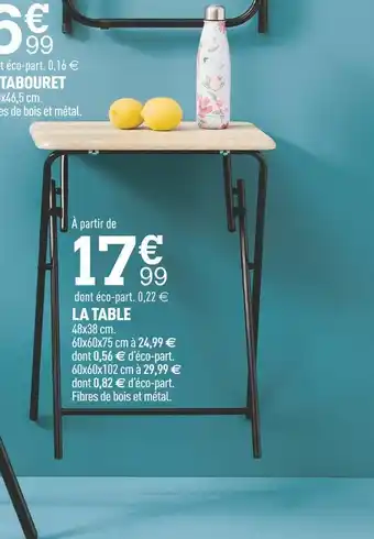 Centrakor La table offre
