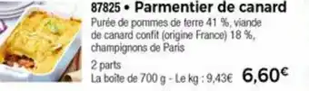 Thiriet Parmentier De Canard offre